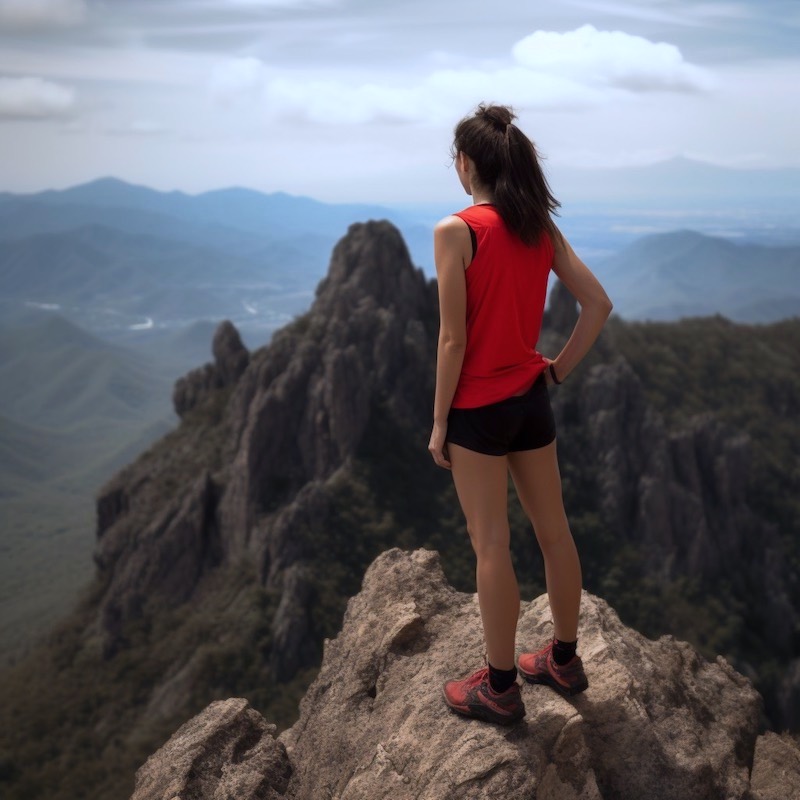 woman looking at next mountain to climb